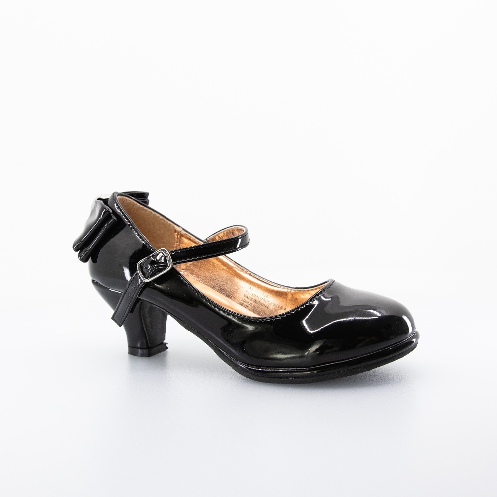 NEW Girls Patent Leatherette Back Bow Tie Mary Jane Kiddie Heel